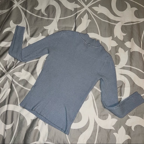 Blue Mock Neck Sweater - Picture 3 of 4